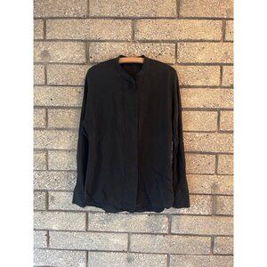 Theory Womens Black 100% Silk Dolman Classic Shirt Mandarin Collar M